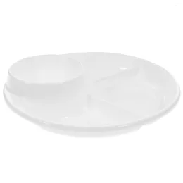 Dinnerware Sets 1pc Simple Divided Breakfast Plate Practical Dining Diet Dish (White)