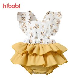 Dresses Hibobi Newborn Baby Girl Clothes Floral Infant Summer Romper Dress Ruffle Jumpsuit Onesie Bodysuit