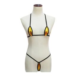 Set micro bikini swimwear women swimsuit women biquini bikinis Sexy Patent leather color Edging oval Multiple ways to wear