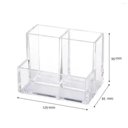 Storage Boxes Pen Transparent Brush Bucket Container Student Grid Make Makeup Organiser Up Three Cosmetic Box