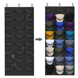 Storage Boxes 1pc Hat Rack - Organiser Racks For Baseball Caps Visible Holder Wall Door With 3 Hooks 24 Pockets