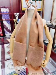 Brand Plush pockets designer scarf Luxury V Scarf Cashmere Thick Shawl Women Long Winter Wram Pashmina Long Wraps Hijab with Tassel Bufanda Foular