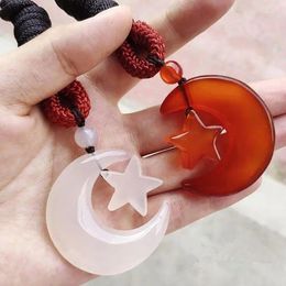 Pendant Necklaces Natural Kind Of Chalcedony Agate Star Moon (starlight) Sent Hanging Rope Necklace Wholesale