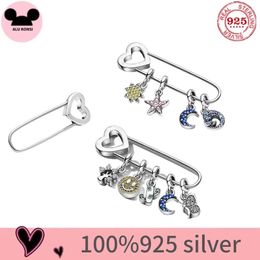 Jewellery hot sale Luxury Original 100% 925 Sterling Silver pan brooch for Women love heart fashion Authentic DIY Jewellery Christmas gift