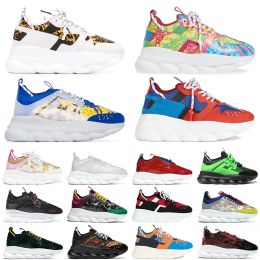 Chain Reaction Mesh Sneakers Women Men Casual Shoes Triple White Black Orange Blue MultiColor Designer Lace-up Platform Sneaker