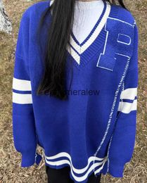 Women's Sweaters RAF Badge Damaged OS Blue Sweater Retro Academy Style Extra Large V-Ne Wool Towel Embroidered Knitted Shirtephemeralew