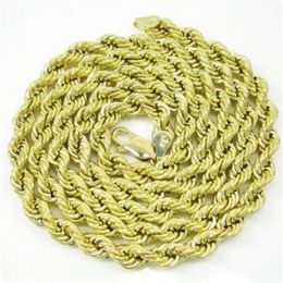 24 Inch 5mm 9 Grammes Mens Ladies 10k Yellow Gold Rope Hip Hop Chain Necklace234e