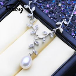 Necklaces FENASY Natural Freshwater Pearl Necklaces For Women 925 Sterling Silver Y Long Necklace Wedding Engagement Jewellery