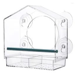 Other Bird Supplies Window Feeders With Strong Suction Cups Clear Feeder For Outside House 2 Compartment Removable Tray