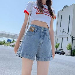 Jeans Jean Shorts donna estate 2023 vita alta larghi gamba larga svasata jeans corti Casual Vintage ragazze coreane pantaloncini Demin