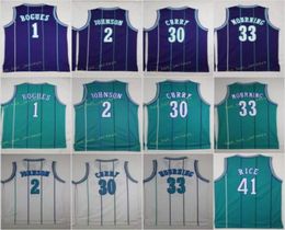 Men Vintage Tyrone 1 Muggsy Bogues Jerseys Larry 2 Johnson Dell 30 Curry Alonzo 33 Mourning Glen 41 Rice Basketball CharIotte7234733