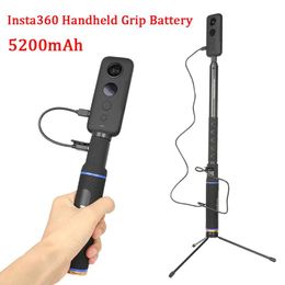 Monopods Handheld Power Bank Battery Hand Grip Extension Monopod w Tripod for Insta360 One X X2 Panoramic Spots Camera Accessories