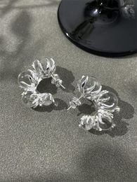 Hoop Earrings Vintage French C-shaped Transparent Bead Crystal Design Trend Party Jewellery