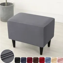 Chair Covers Nordic Solid Colour Footstool Cover Removable Rectangle Footrest Slipcovers Spandex Fabric Foot Stool Furniture Protector