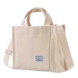Bototack Women's Corduroy Handbag, Casual Adjustable Strap Crossbody Bag, Small Travel Shoulder Handbag Wallet, Suitable for School Work
