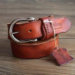 Belts Belt For Men Full Grain Genuine Leather High Quality Casual Fashion Vintage Business Designer Jeans Strap TM088