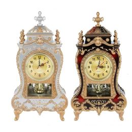 Vintage Desktop Alarm Clock Classical Royalty Sitting Room TV Cabinet Clocks Battery Powered Table Clock Home Decoration 240110