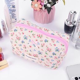 Cosmetic Bags Women Quilted Makeup Bag Organiser Large Capacity Corduroy Holder Aesthetic Cotton For Outdoor Travel