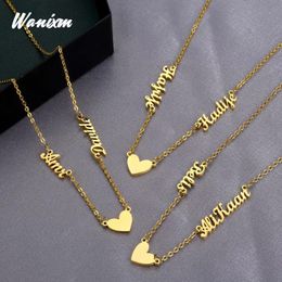 Necklaces Custom Multiple Personalised Letters Necklaces for Women Fashion Customised Name Heart Pendant Gold Necklace Nameplate Jewellery