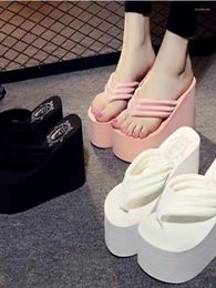 Slippers Summer High-heeled Sandals With Thick Rubber Soles Antiskid And Wear-resistant Beach Flip Flops Nightclub