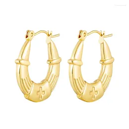 Hoop Earrings Vintage Gold Colour U-shaped Huggie For Women Stainless Steel Pattern Hoops Jewellery Gift Earring Aretes De Mujer