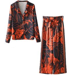 Womens suit Europe and the United States tropical seaside beach holiday casual Pyjamas printing two piece set 240110