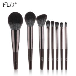 Brushes Fld 8pcs Metal Long Tube Makeup Brushes Set Lip Foundation Powder Blusher Eyeshadow Eyebrow Brush Tools Maquille Profesional