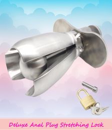 High Quatity The stainless steel Deluxe Anal Plug Stretching Lock Chastity Device Gay Fetish Gimp A2705351975