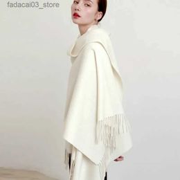 Scarves Women Scarf Winter Wool Shawl White Shawl Thickened Big size long Scarf % Wool scarf for Lades 2021 New Hot Sell Fashion Q240111