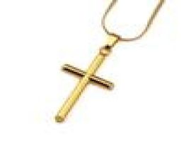 Mens Gold Silver Charm Cross Pendant Necklace Hip Hop Jewellery Fashion Stainless Steel Chain Jesus Necklaces For Men Women3644540