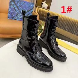 Luxury Designer Women Boots Genuine Leather Thick bottom Classic old flower Martin Boot Platform Middle heel Autumn and winter Shoes Size 35-42 With box