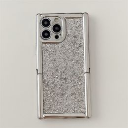 Silver White Stand Glitter Phone Case Suitable for iPhone 15 14 13 11 12 Pro Max Electroplated Lens Protection Back Cover Holder Plating Cases 200pcs