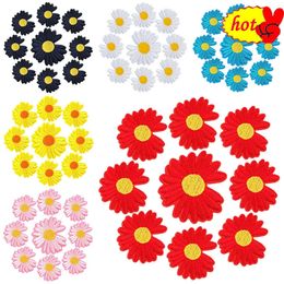 10pcs/lot Flower Iron on Patches Bulk Wholesale for Clothing Jacket Sew Cute Embroidery White Black Blue Red Pink Purple Yellow