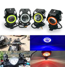 LED Motorcycle Headlight 125W U7 Mini Angel Eye Bulbs Motorcycle Scooter Motorbike Lamp 12V Led Light Blue Red White Green5201269