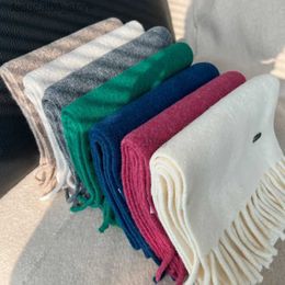 Scarves Winter Japan Fashion High Quality Women's Wool Blend Scarf Thickened Solid Color Knitted Shawl Blanket Cashmere Men's Wrap Warm Q240111