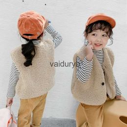 Waistcoat Baby Girls Vest Thicken Waistcoat for Kids Warm Solid Outerwear 2022 Autumn Winter ldren's Lamb Fleece Sleeveless Jacketsvaiduryb