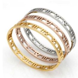 2022 Fashion Silver Stainless Steel Shackle Roman Bracelet Jewelry Rose Gold Bangles Bracelets For Women MOVE BRACELET291H