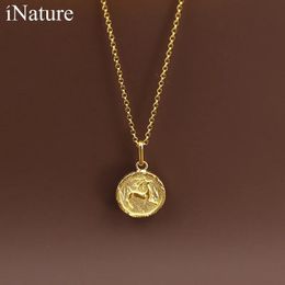 Necklaces iNature 925 Sterling Silver Vintage Fairy Deer Round Coin Pendant Necklace For Women Fashion Jewellery Gift