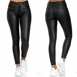 Women's Pants Pu Leather For Women Leggings Slim High Waist Female Trouser Fitness Solid Bottoms Streetwear Pencil