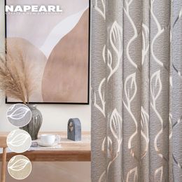 NAPEARL Leaf Curtain Drape Blind Gauze Curtain Door Room Divider Modern Grey Window Curtain Bedroom Window Blind Hanging Curtain 240111