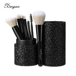 Brushes Xinyan Beginner Makeup Brush Set Blush Eyeshadow Concealer Lip Cosmetics Make Up with Shiny Case Powder Foundation Beauty Tools