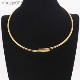 Designer Pendant Necklace Titanium Jewelry Wholesale Ladies Smooth Hard Ring Classic Nail Drill Collar 4JFA