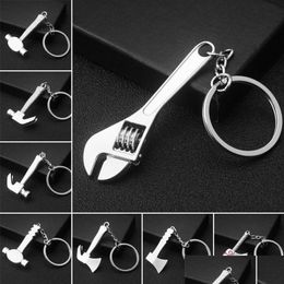 Other Hand Tools Keychains For Men Car Bag Keyring Tool Mini Utility Pocket Clasp Rer Hammer Wrench Pliers Shovel Axe Spanner Simation Dhfbw