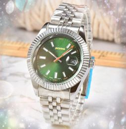 fashion silver case watch men Classic Generous Casual Business stainless steel belt all the crime green white dial second hand oranger Colour design Wristwatch gifts