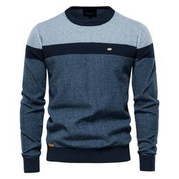 AIOPESON Spliced Cotton Sweater Men Casual O-neck High Quality Pullover Knitted Sweaters Male Winter Brand Mens Sweaters 240110