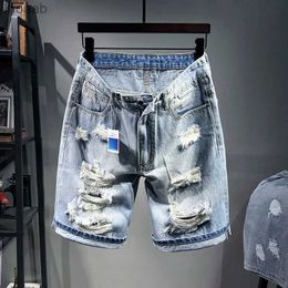 Men's Shorts Plus size men shorts summer men tide ripped denim shorts plus size cotton large size medium pants 140kg 48 46 44 shorts for men YQ240111