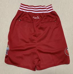 New Shorts Team Shorts Vintage Football Shorts Zipper Pocket Running Clothes 49 Red Colour Just Done Size SXXL3110081