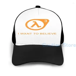 Ball Caps Fashion I Want To Believe Half Life 3 Basketball Cap Men Women Graphic Print Black Unisex Adult Hat