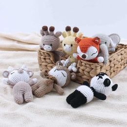 Other Arts and Crafts 7 Styles 5Inch Cute Handwoven Stuffed Animal Toys Cartoon Crochet Elephant Fox Deer Panda Toy Kids Sleeping Doll Home Decoration YQ240111