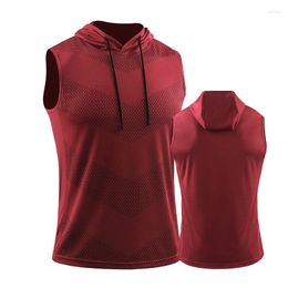 Men's Tank Tops Summer Fashion Gym T-Shirt For Men Bodybuilding Top Korean Casual Sleeveless Shirt Hooded Basketball Vest Clothing